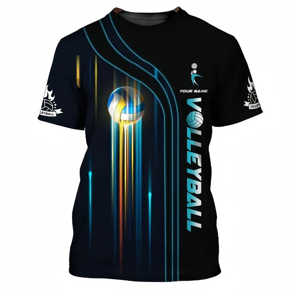 Tricou Sport Bărbați cu Imprimeu 3D Volei, cu Mânecă Scurtă, cu Uscare Rapidă, pentru Antrenament în Aer Liber, Personalizabil, Confortabil
