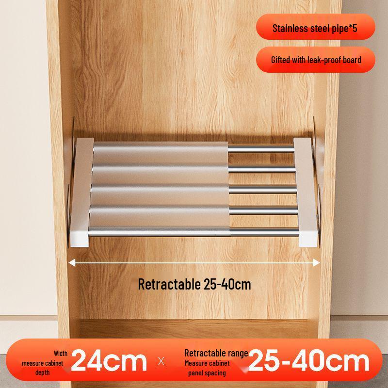 Multi-Layer Divider Cabinet & Telescopic Shoe Rack with Stainless Steel Sink Shelf