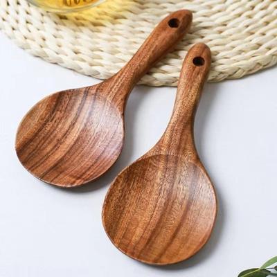 Large Scoop Rice Scoop Spoon Non-Stick Surface Ergonomic Design Rice Paddle Eco-Friendly Multipurpose Wooden Spoon