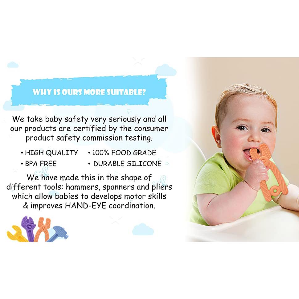 Teething Toys 0-6 Months 6-12 Months - Soothe Babies Sore Gums - BPA Free Silicone - 4 Pack