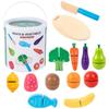 Wooden Fruit & Veggie Cutting Set for Kids' Kitchen Role Play