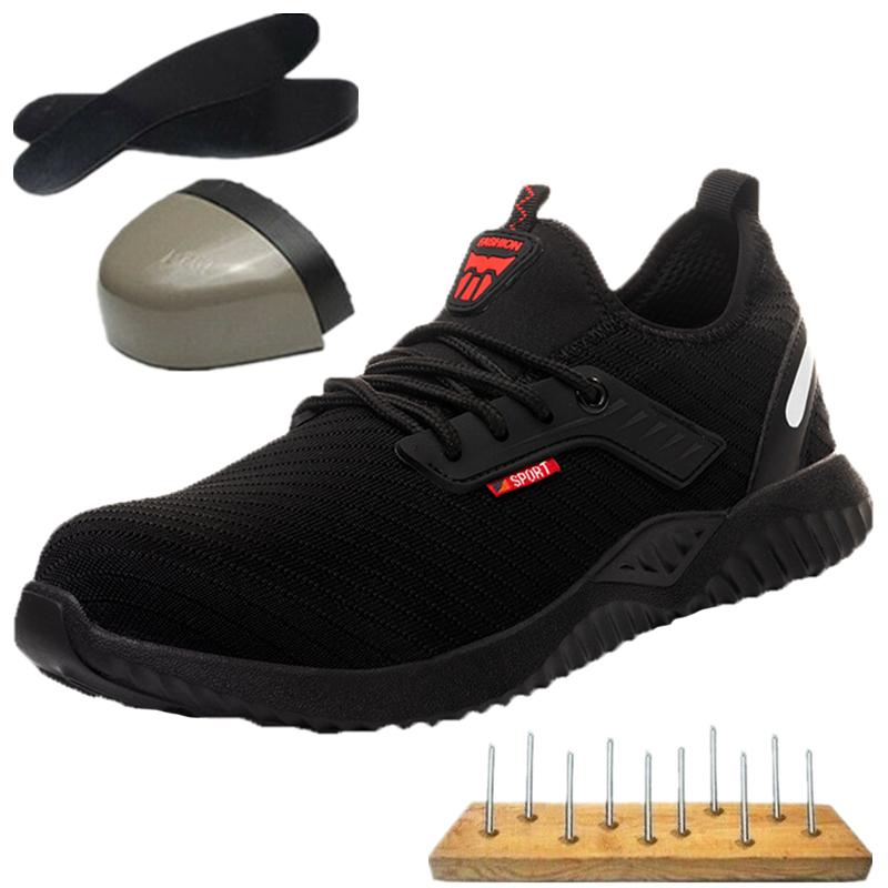 Holfredterse Indestructible Shoes Men Breathable  Work Shoes Steel Toe Cap Puncture-Proof Boots Lightweight Sneakers 912