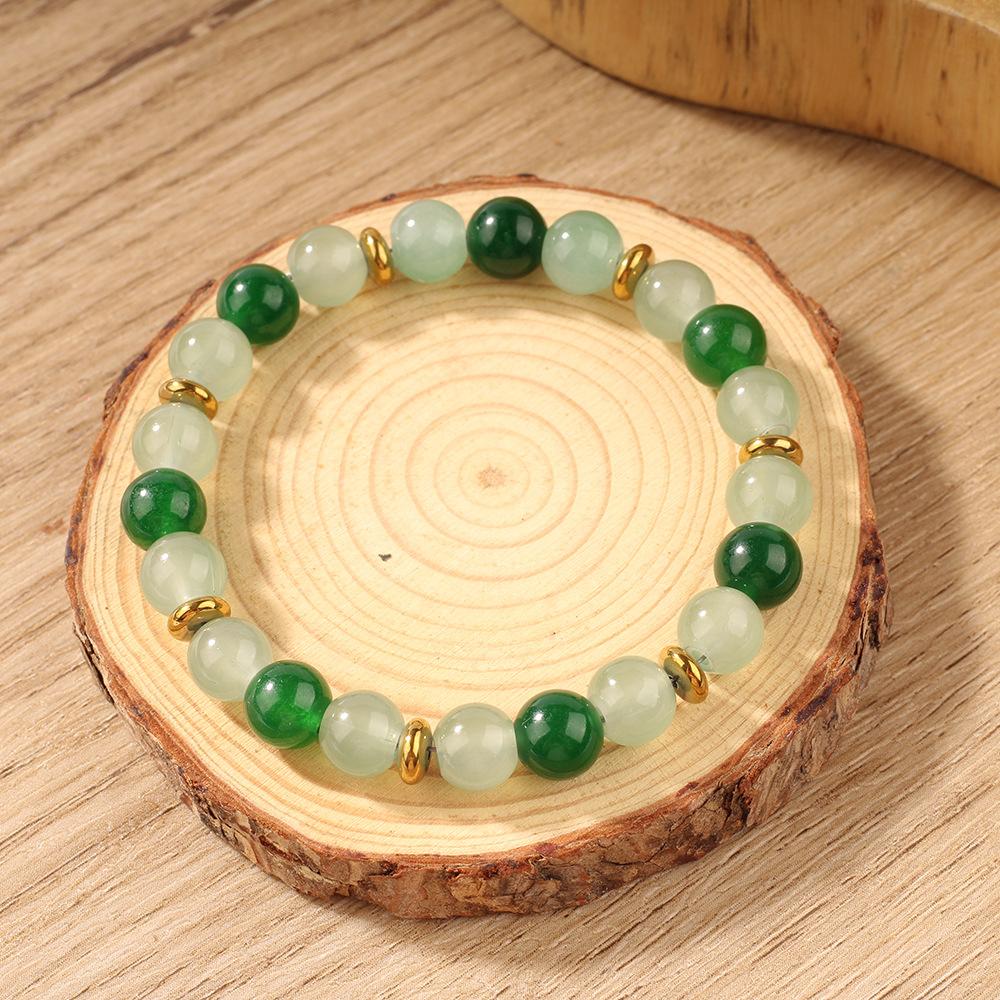 Two Tone Green Jade Beaded Bracelet With Gold Spacers Serene Fashion Jewelry For Men And Women Daily Wear Simple Versatile Accessory
