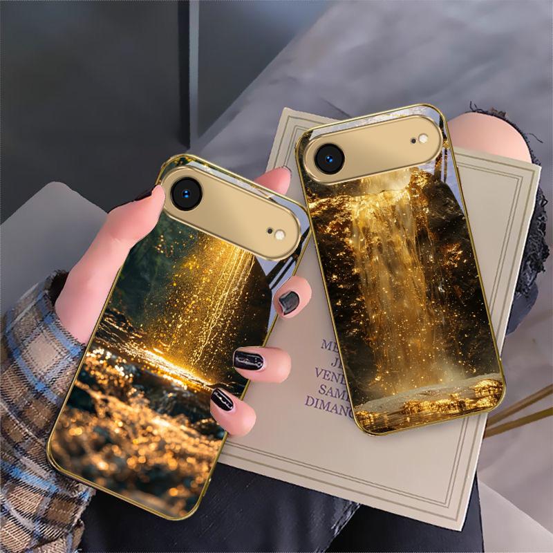 Paysages magnifiques Pour iPhone 17 Pro Max 16 17 Pro 15 Pro 14 13 Plus 12 Mini 11 Pro Max XR 16E 17 Air Coque de téléphone en verre doré