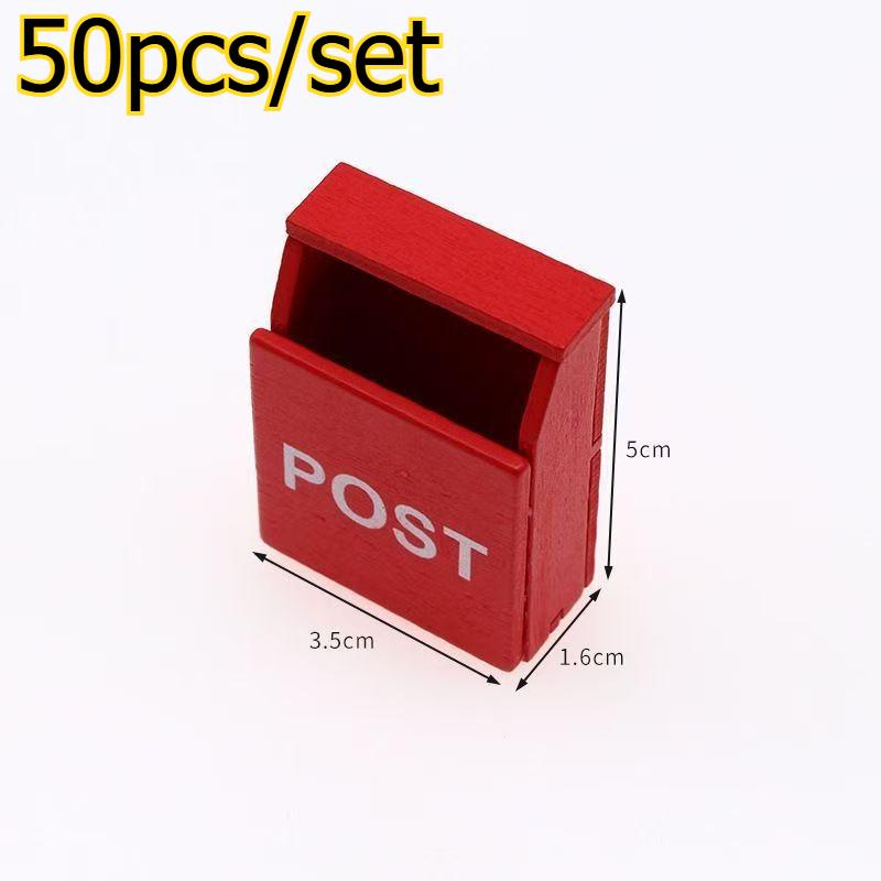 50pcs/set Mini Red Post Box Figurine Home Office Miniature Scene Decor Accessory Desktop Decorative Mailbox Ornament красный