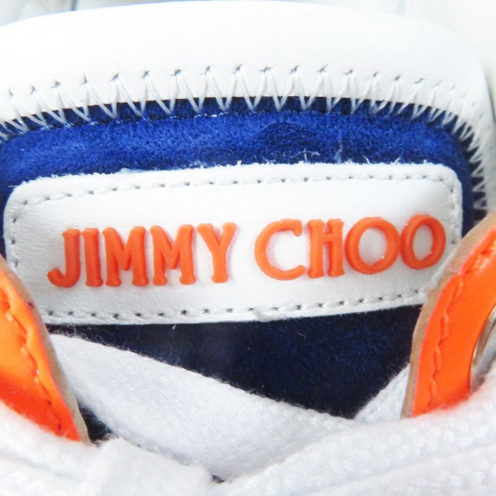 Pristine JIMMY CHOO sneakers DIAMOND Cobalt Neon Orange Calf leather Women 36 Used