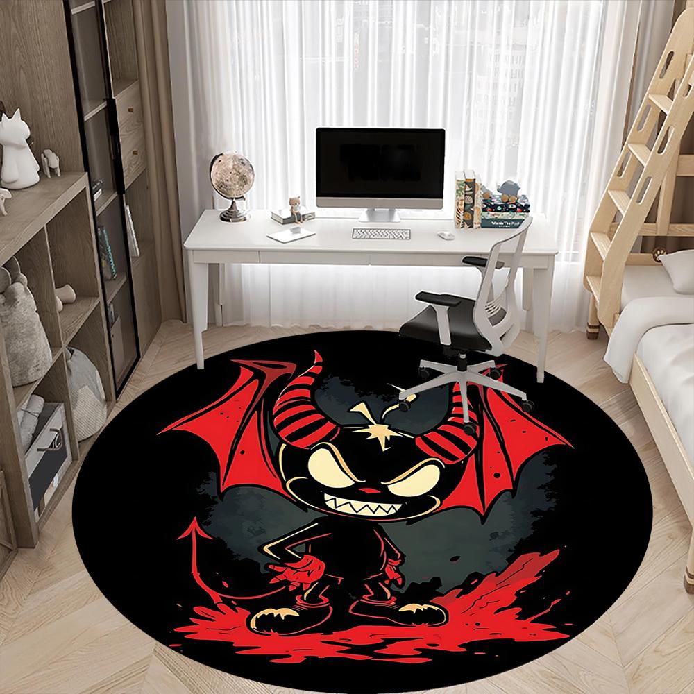 1pc Devil Horns Office Round Area Rug, Under Office Chairs Bedroom Living Room Home Decor, Room Deco, Available in Various Sizes
