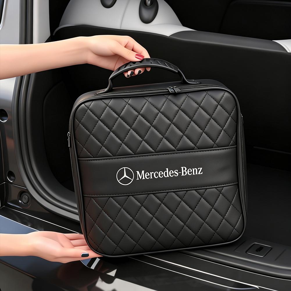 MEA4 Car Charger Leather Storage Pouch Waterproof Wear Resistant Cable Organizer Pouch For Mercedes-Benz GLC X253 X254 C-Class W205