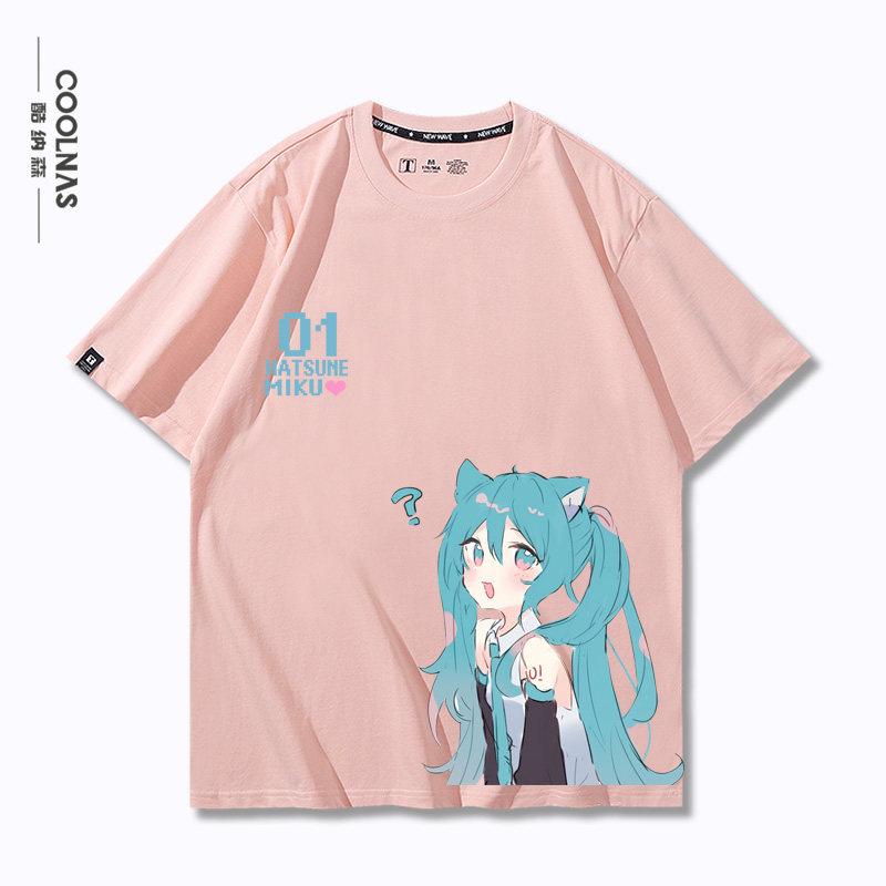 Hatsune Miku Miku Animation Anime Cartoon Around Pure Cotton Printed TShirt New Unisexs and Unisexs Loose Casual TShirt