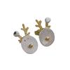 Gold Plated Cute Reindeer Stud Earrings for Women - Festive and Simple Christmas Antler Design.