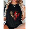 Oversized T Shirt Black Lobster Heart Leopard Print Summer Casual Wear