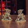 Pure Brass Qilin Ornaments Pair - Auspicious Home & Office Decor