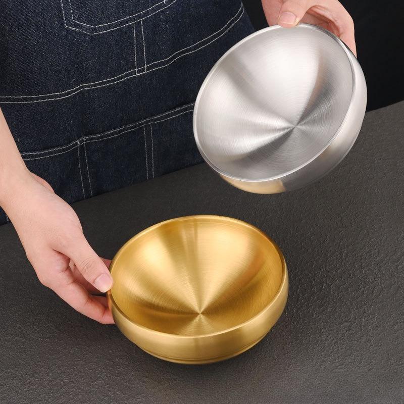 Stainless Steel Bowl Double Layer Thickened Large Capacity Noodle Bowl for Cold Noodles Ramen Mixing Rice Soup Bowl