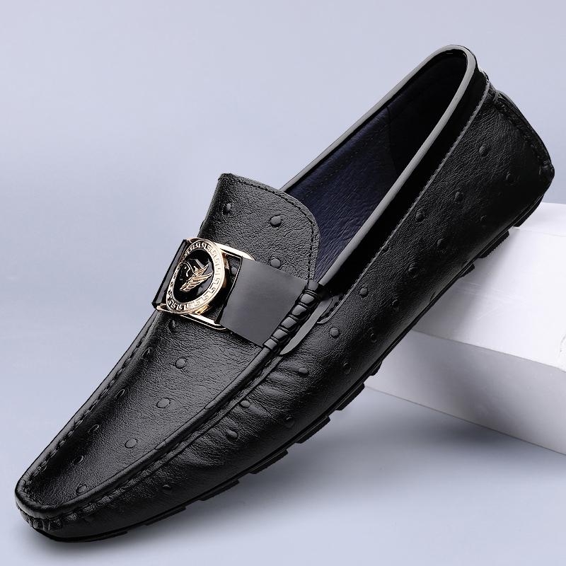 

Luxury Brand Men Business Shoes New Soft Walking Flats Men s All-match Loafers Genuine Leather Lightweight Mens Slip on Shoes 45 чёрный