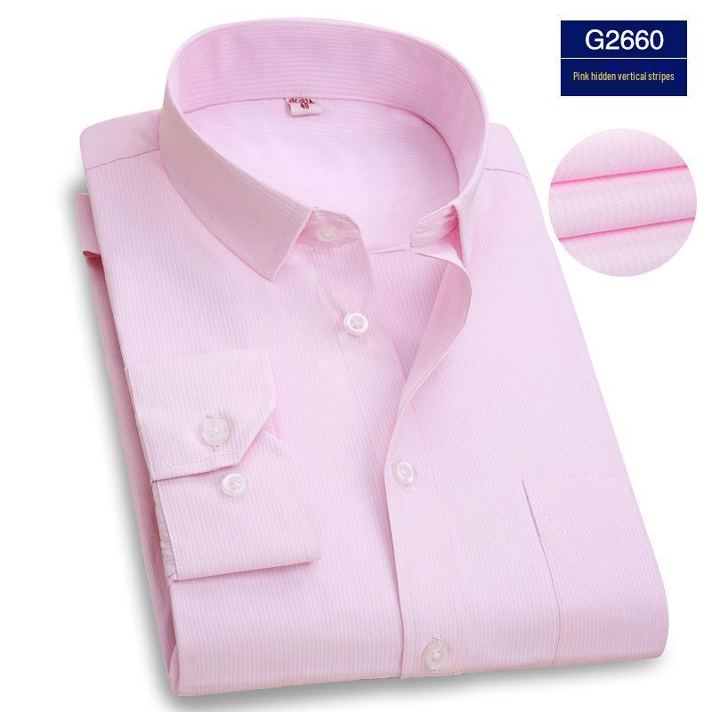 Herre Profesjonell Langermet Hvit Businessskjorte med Brodert Logo, Rynkefri.