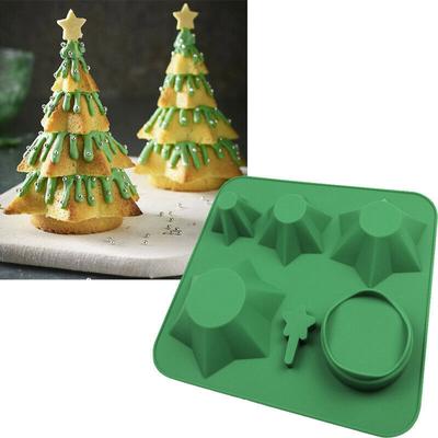 Molde de Silicona para Pastel de Árbol de Navidad Utensilios para Hornear Decoración Horneado Chocolate CupCake Jabón Moldes para Muffins Bandeja para Helado
