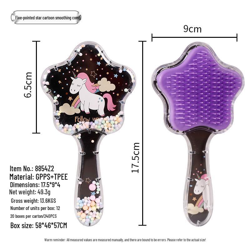Pentagram Cartoon Magic Comb: Transparent, Anti-Tangle, Portable Hair Smoothing Comb for Kids