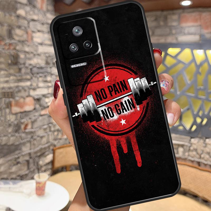 No Pain No Gain Gym Fitness Case For Xiaomi 14 Ultra 15 13 11T 12T 13T 14T Pro POCO X3 X5 X6 X7 Pro M6 F5 F6 Pro Cover