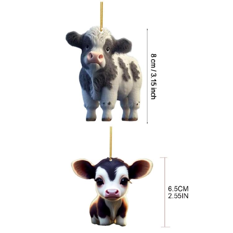 Cute Cartoon Cow Pendant Hanging Ornament Car Rearview Mirror Decoration 5 Pair
