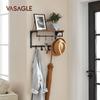 VASAGLE Wall Mounted Coat Rack, Wall Shelf with 8 Removable Hooks, Wall Mounted Hanging Shelf with Clothes Rail, for Hallway, Bedroom