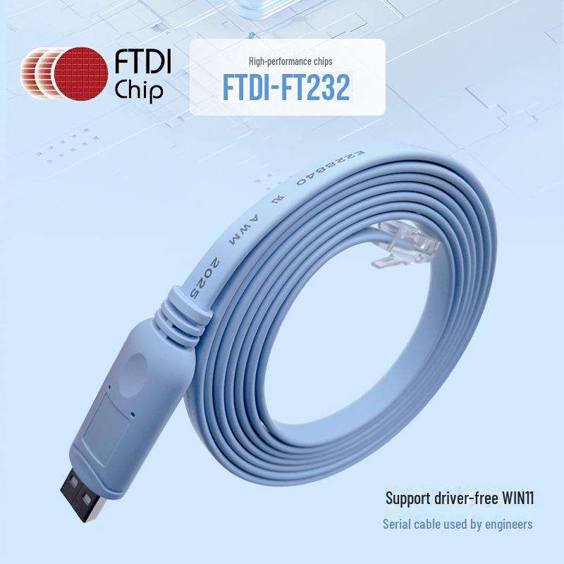 FT232 Industrial Serial Console Debugging Cable: USB-C To RJ45, Compatible with Cisco & Huawei.