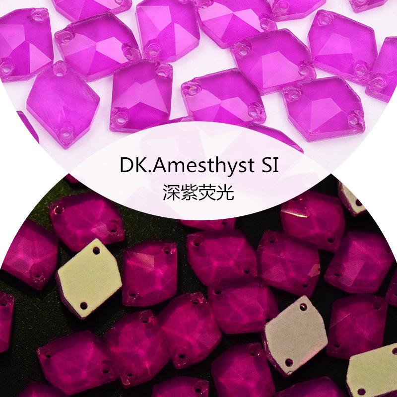 Glass Dark Purple Fluorescent Hand Sewn Drill, Special-Shaped Horse Eye Water Drop Neon Flat Bottom Hand Sewn Stone Diy Jewelry, Luggage Accessories