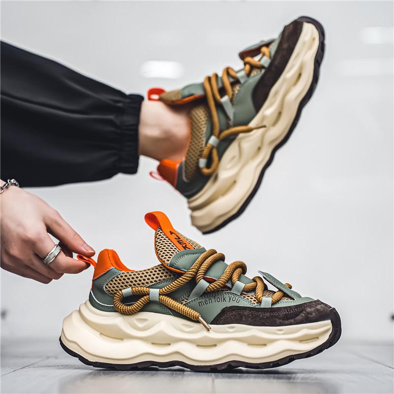2024 Streetwear Mens Platform Sneakers Fashion Green Casual Sport Shoes Men Mesh Breathable Designer Trainer Men Chunky Sneakers