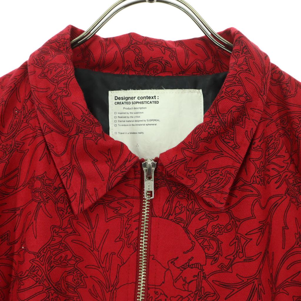 SUSPEREAL made in Japan Skull Pattern Long sleeve Zip jacket L Red Men's Used