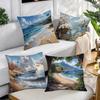 Coastal Landscape Pillowcase: Serene Beach & Seaside Scene Cushion Cover For Relaxing Nautical Home Sofa Decor