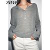 Zaprha 2925 Autumn New Women Baker Style Rib Closing Edge off-Neck Long sleeve Knit 2142135