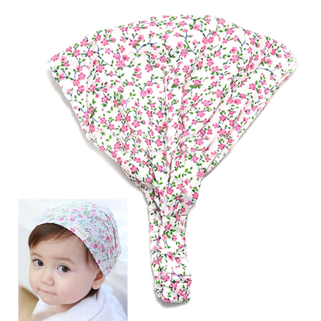 Baby flickor med blommiga prickiga huvuddukar i bomull Elastiskt pannband Bandana Hatt
