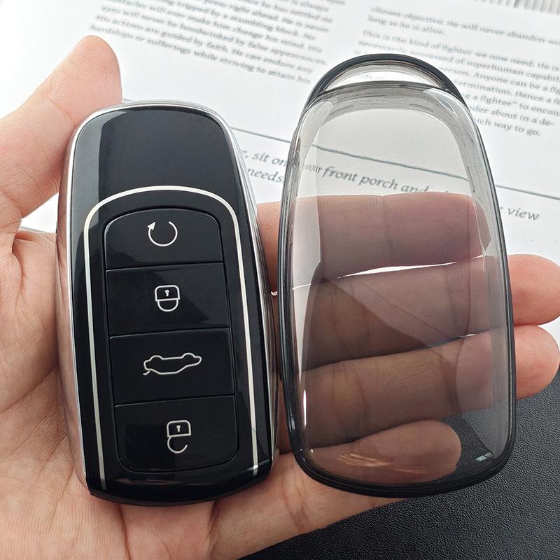 Slim Car Key Fob Case Cover Keychain For Chery Tiggo 7 8 Pro Max Omoda 5 C5 S5 O5 Jaecoo J7 J8 Accessories Black Transparent