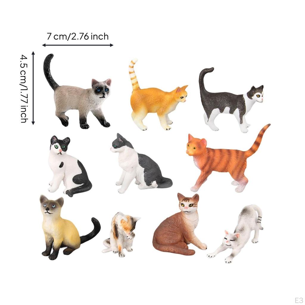 6 Pieces Miniature Cat Figurines HandPainted Tiny Realistic Cats for