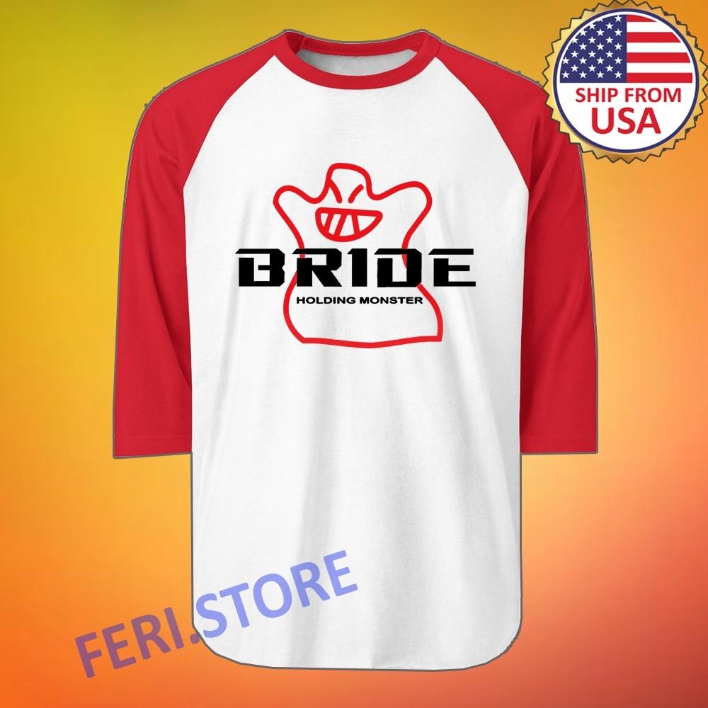 

Bride Holding Monster Racing Men s Raglan White Red Size S to 2XL 4XL