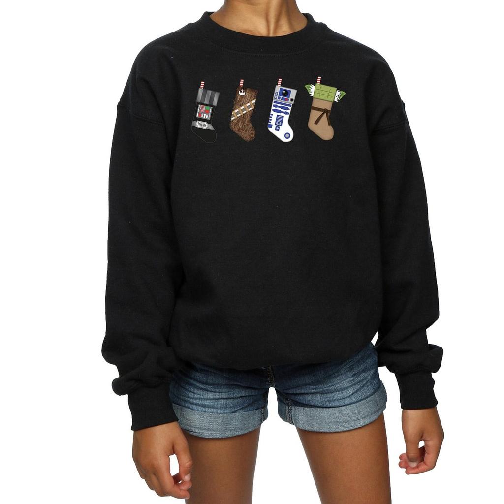 STAR WARS Mädchen-Sweatshirt mit Weihnachtsstrümpfen