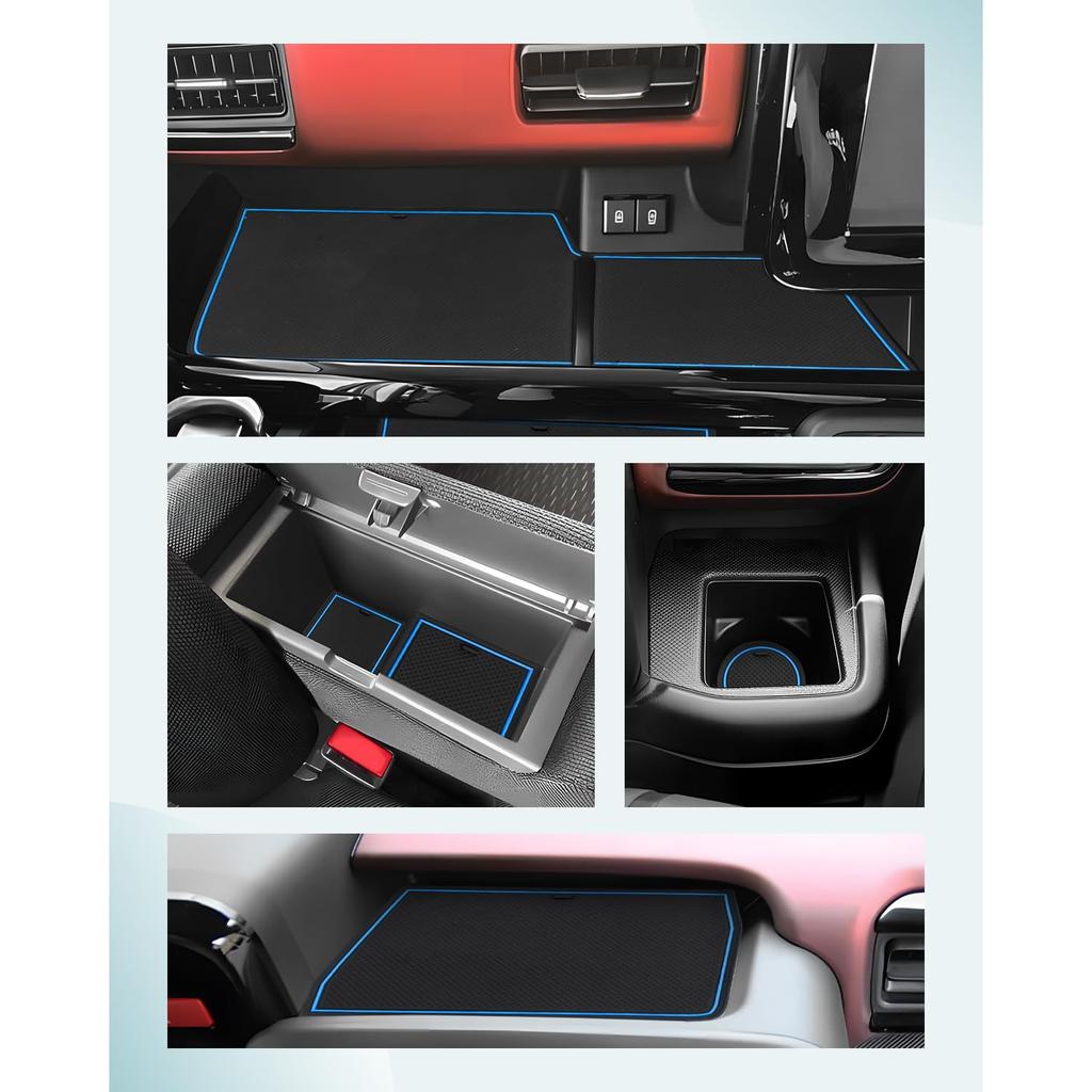 HUAHAO Interior Rubber Mats for Suzuki Spacia Custom and Rubber Mats for Interior Spacia Custom Custom 21 Pieces Spacia, mk54s, mk94s, Non-Slip Cars,