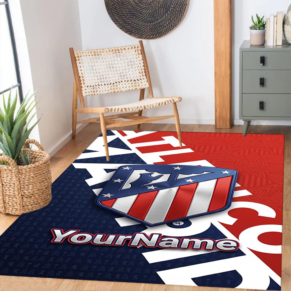 Atletico Madrid Personalized Text Floor Mat Suitable for Playrooms Foyer Game Room Dormitory Antislip Carpet Decorate Offices Birthday/Christmas Gift