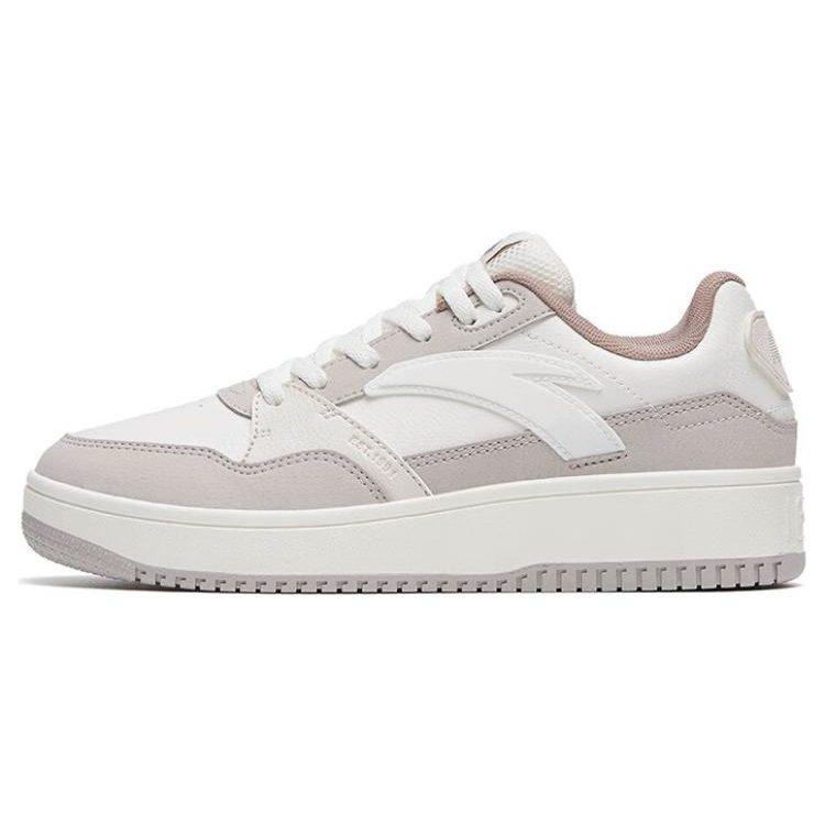 Anta 982GZ Synthetic Leather Low Top Slip Resistant Cushioning Abrasion Resistant Skateboard Shoes Women's White Gray 122318063-3