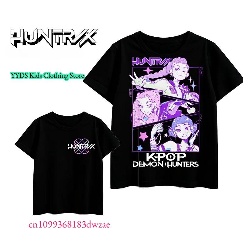 2026 Huntrix Kpop Demon Hunters T-Shirt for Boys Girls Fans Gift Summer O Neck Short Sleeve Tees Fashion Kids T-shirt polyester