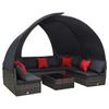 9 piece garden lounge set with sun canopy poly rattan anthracite
