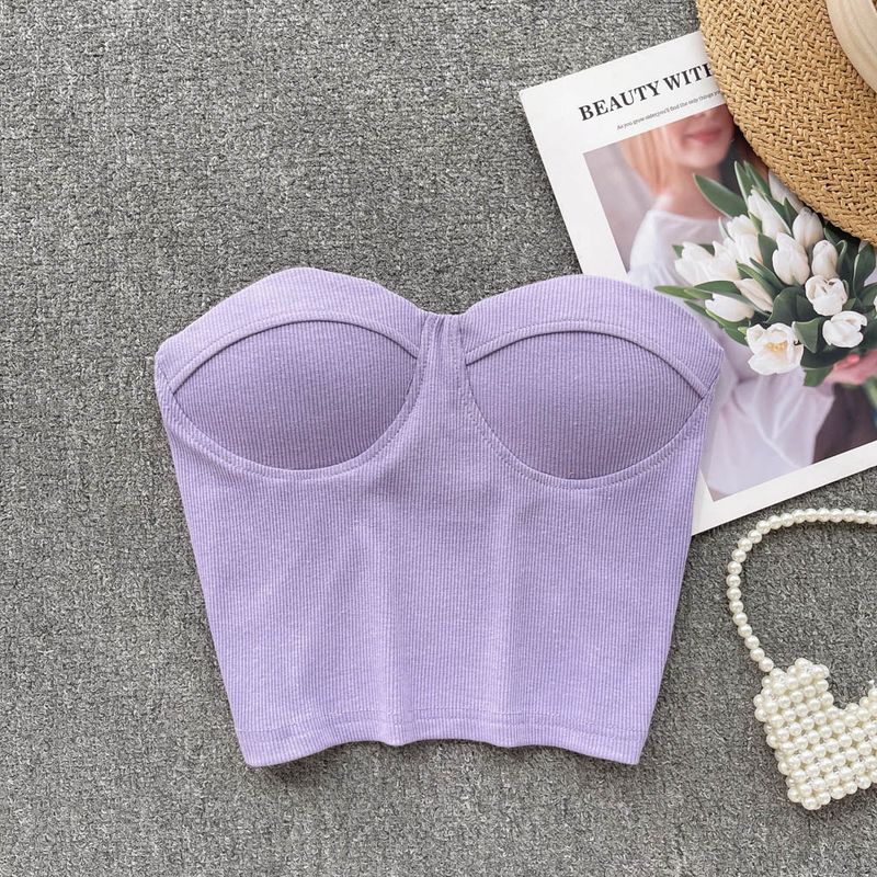 

Beauty Back Sexy Outwear One-Piece Strapless Tube Top Purple One size