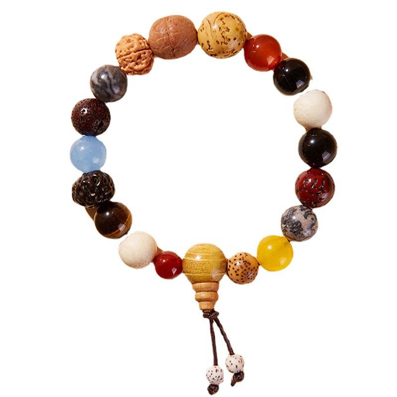 Natural 18 Seeds Bodhi Buddhist Buddha Wood Prayer Beaded Knot Bracelet Unisex Men Bracelets Bangles for Women