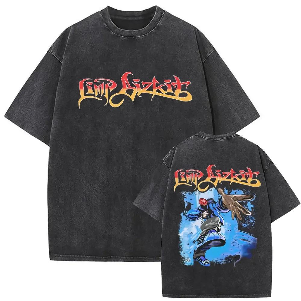 Arrivo T-shirt Y2k Uomo Donna Abbigliamento Novità Top & T-shirt Camisetas Lavata Vintage Band Rock Limp Bizkit Grafica