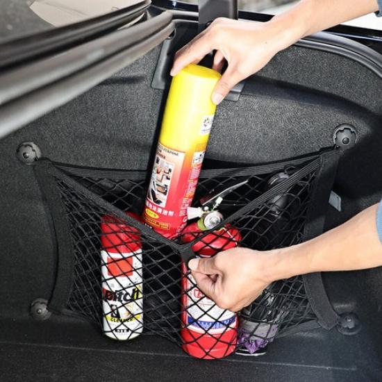 1x Black Storage Mesh Pocket Organizer Cargo Net Bag For Car Seat Back Side Door