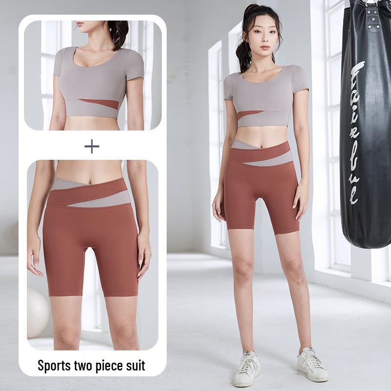 Color Block High-Waist Yoga Set: Quick-Dry, Tummy Control, Hip Lift, Two-Piece for Women
