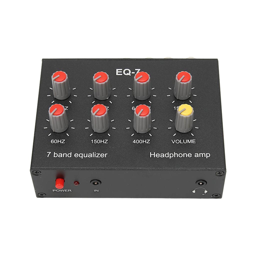 7 Band Sound Equalizer RCA Output Input 3.5mm Interface Dual Channel Digital Equalizer for Cars 100‑240V EU Plug