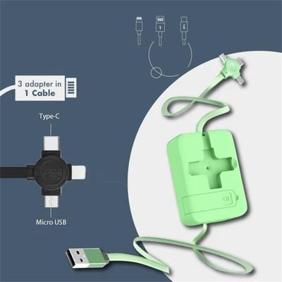 Cable Retráctil 4 en 1 de 8 Pines/USB Tipo C/Micro USB Para IPhone13 12 Pro Cargador de Teléfono Móvil Cable de Datos con Soporte para Teléfono