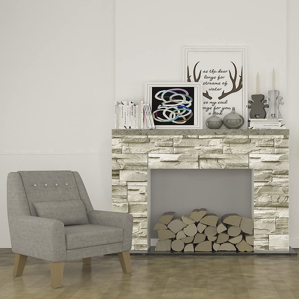 Homya Wallpaper 45cm X Remake Peelable No Glue DIY Mildew Wall Sticker Stone-Look Stickers, 6m, Brick-Look Stickers, Sheet, Wallpaper, Required,