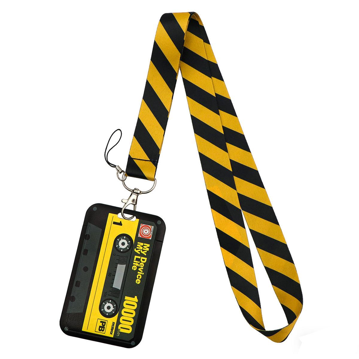 

Retro Cassette Tape Id Badge Holder With Lanyard Sliding Card Case For Id Card Key Access Office School Student