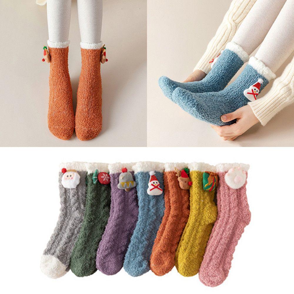 

Удобные плотные ветрозащитные носки до икры, высокие носки, милые женские теплые зимние чулки, коралловый флис